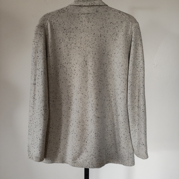 Club Monaco Cashmere Blend Open Front Cardigan Sweater Cream Speckled Medium - Picture 7 of 11